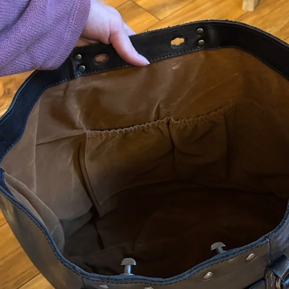 Patricia Nash Black Leather Tote with Stud Accents - Picture 7 of 8